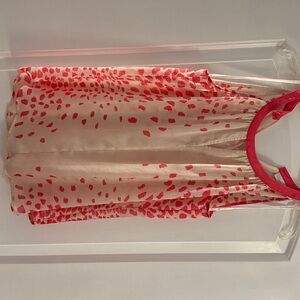 New York & Company Pink and Cream Polka Dot Top